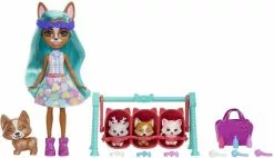 MATTEL ENCHANTIMALS - MEILLEURS AMIS DES BEBES 15 CM - POUPEE CRIZIA CORGI ET SHOW