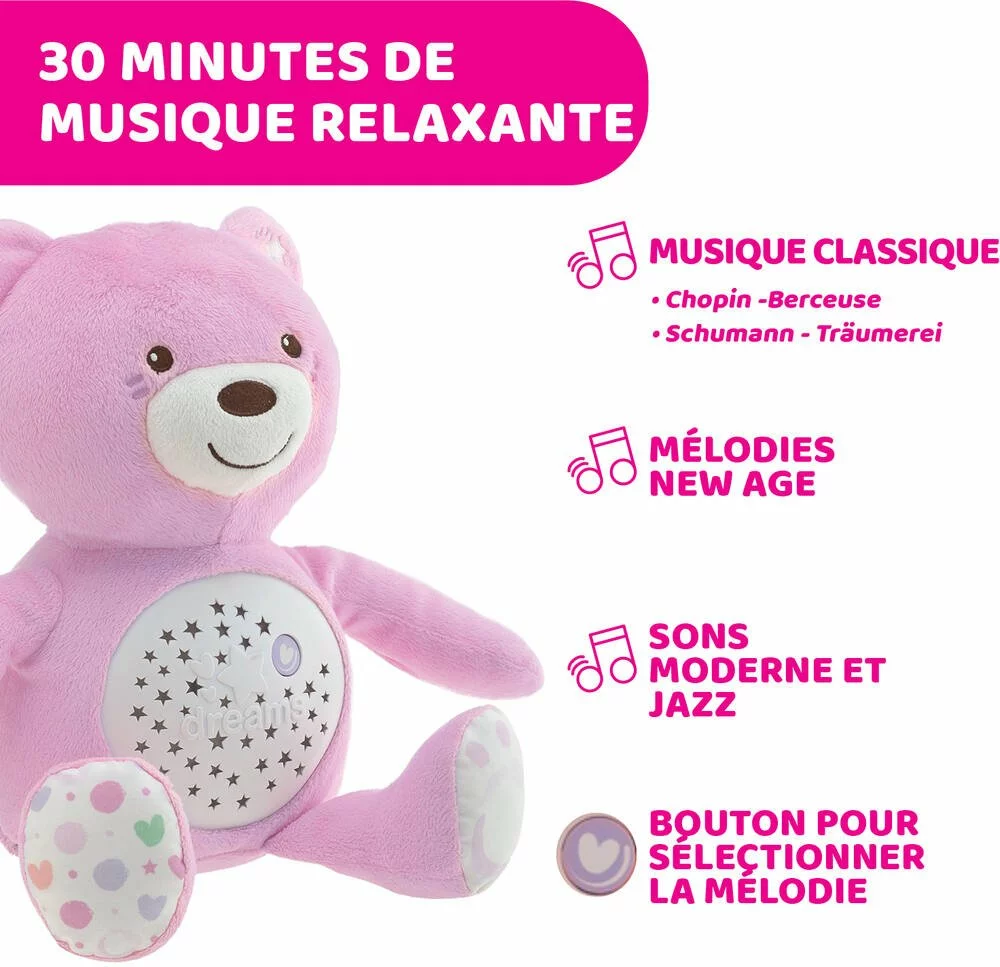 CHICCO PELUCHE OURSON PROJECTEUR BABY BEAR ROSE 3 CHICCO PELUCHE OURSON PROJECTEUR BABY BEAR ROSE – Image 3