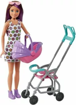 MATTEL BARBIE-COFFRET SKIPPER BABY-SITTER POUSSETTE AVEC POUPEE