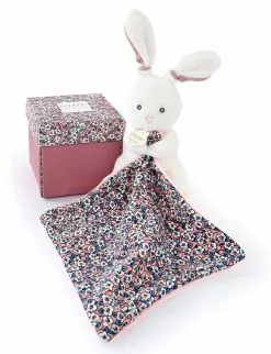 DOUDOU ET COMPAGNIE BOH'AIME - PELUCHE LAPIN ROSE PANTIN AVEC DOUDOU
